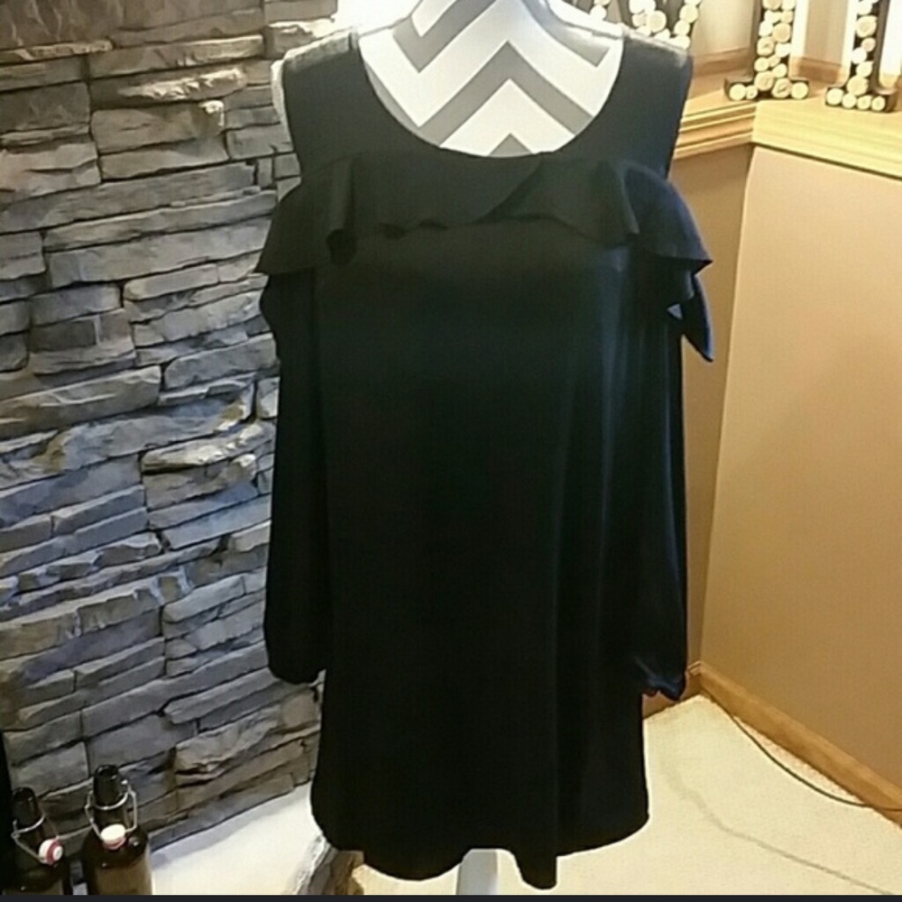 Elegant Black Ruffle Women's Top